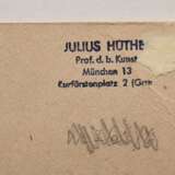 Hüther, Julius (1881-1954) "Abschied (Auer Dult)", Tinte, u. sign., auf Karton montiert, verso bez./gestempelt, 24x16,8cm (34x24cm), kleine Randdefekte, Provenienz: Slg. Gustav Bürger/ München - фото 5