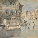 Körner, H. (?) "Venedig - Canal Grande" 1958, Aquarell/Filzstift, u.l. sign./dat., 50,5x65cm (m.R. 65x79cm), leicht vergilbt - фото 1