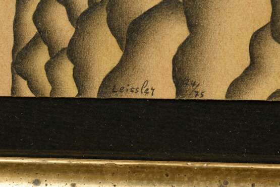 Leissler, Arnold (1939-2014) "Eichenpaar" 1974/75, Bleistift/Buntstift, u.l. sign./dat., breite Berliner Leiste, BM 27x36,5cm (m.R. 40,5x50cm) - photo 1