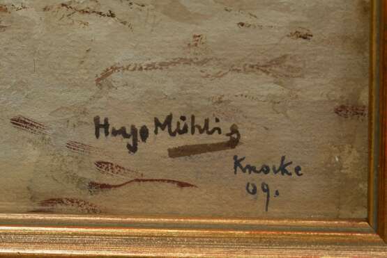 Mühlig, Hugo (1854-1929) "Strandleben (Knocke)" 1909, Gouache, u.r. sign./dat./bez., verso sign./bez., 28x39cm (m.R. 35,8x46,5cm) - фото 3