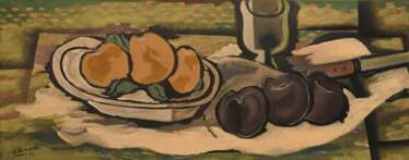 Braque, Georges (1882-1963) &quot;Nature morte aux fruits&quot; 1927, Farblithographie, 107/250, u. sign./num., u.l. i.d. Platte sign./dat., 28,7x72,5cm (m.R. 60x102,5cm)