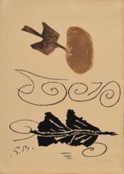 Braque, Georges (1882-1963) „Composition IV“ 1956, Lithographie, 30/250, aus: &quot;Derrière le Miroir&quot;, u.l. im Stein monogr., u.r. num., u.l. Prägestempel &quot;Maeght Editeur Paris&quot;, BM 39,3x28cm, leicht ver…