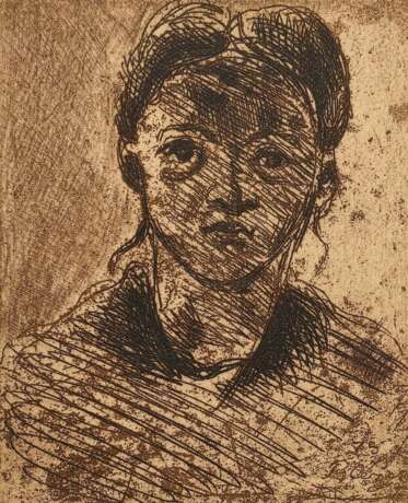 Cezanne, Paul (1839-1906) "Tête de jeune Fille" 1873, Radierung, u.r. i. Druck sign./dat., PM 13x10,5cm (m.R. 35x28cm), leichte Altersspuren - фото 1