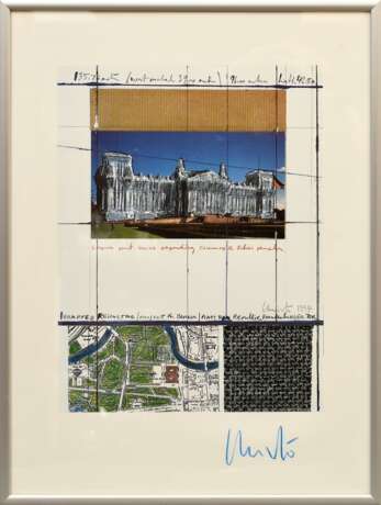 Christo (1935-2020) "Wrapped Reichstag" 1994, Farboffset/Prägedruck, u.r. sign., i. Druck sign./dat., PM 28x21,4cm (m.R. 41x31cm) - фото 2