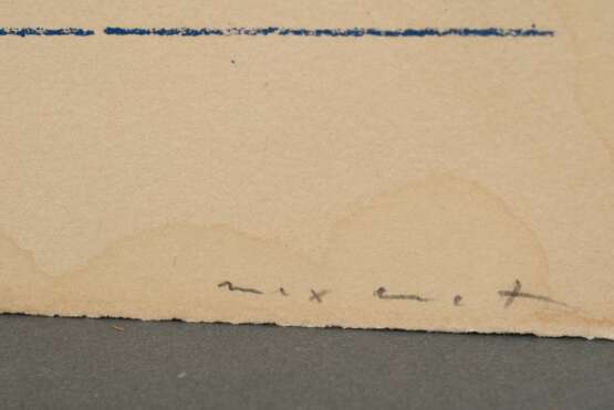 Ernst, Max (1891-1976) Blatt XII aus "Zu: Lewis Carrolls Wunderhorn" 1970, Farblithographie, e.a., u. sign./bez., BM 32,7x25,2cm, am Rand wasserfleckig, leicht vergilbt - photo 2