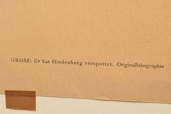 Grosz, George (1893-1959) „Er hat Hindenburg verspottet“ 1920, Lithographie, aus: "Deutsche Graphiker der Gegenwart", u.l. i.d. Platte sign./dat., verso betit./bez., BM 32,2x24cm, Lichtrand - фото 5