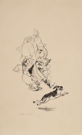 Hegenbarth, Josef (1884-1962) "Die Sieben Schwaben", Lithographie, u.l. sign., Griffelkunst, BM 48,7x31,3cm, min. Altersspuren - Foto 1