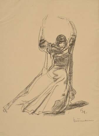 Husmann, Fritz (1896-1982) "Mary Wigman", Lithographie, u. sign., u. i. Stein monogr., im Passepartout montiert, Griffelkunst, 30x21,7cm (m.PP. 53x39cm), min. Altersspuren - фото 1