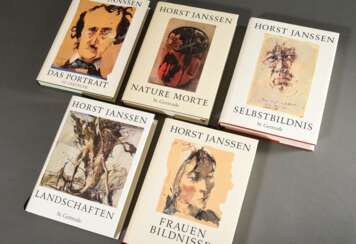 5 Bände Horst Janssen (1929-1995) &quot;Selbstbildnis&quot;, &quot;Nature Morte&quot;, &quot;Das Portrait&quot;, &quot;Frauenbildnisse&quot; und &quot;Landschaften&quot;, 2x auf dem Schmutzblatt sign., 1 Lesezeichen, 198…