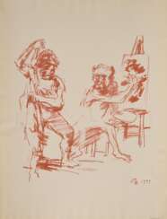 Kokoschka, Oskar (1886-1980) &quot;Action Painter&quot; 1959, Farblithographie, u. i. Stein monogr./dat., Griffelkunst, 64x48,5cm, leichte Altersspuren