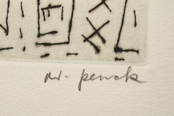 Penck, A.R. (1939-2017) "Figuren", Radierung, 71/100, u. sign./num., PM 14,3x9,3cm, BM 21x12,5cm - photo 3