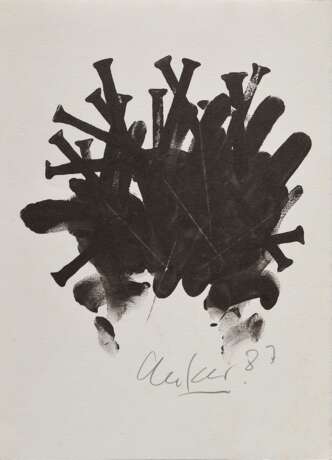 Uecker, Günther (*1930) "o.T." 1987, Offsetlithographie, u. i. Druck sign./dat., BM 29,7x21,5cm, min. fleckig - Foto 1