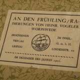 Vogeler, Heinrich (1872-1942) "An den Frühling" 1899/1901, Mappe mit 10 Radierungen und Vorblatt, Platten je monog., Inselverlag/Leipzig, Druck O. Felsing, PM 15,5x15,5cm, BM 34,5x26cm (Mappe 36x27,5), Vorblatt… - photo 2