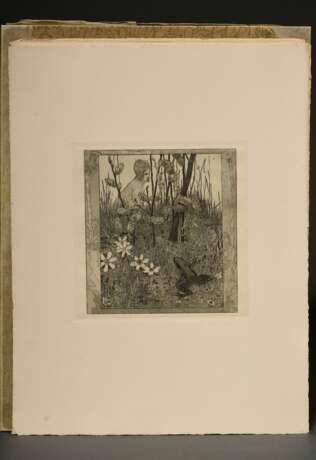 Vogeler, Heinrich (1872-1942) "An den Frühling" 1899/1901, Mappe mit 10 Radierungen und Vorblatt, Platten je monog., Inselverlag/Leipzig, Druck O. Felsing, PM 15,5x15,5cm, BM 34,5x26cm (Mappe 36x27,5), Vorblatt… - photo 6