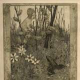 Vogeler, Heinrich (1872-1942) "An den Frühling" 1899/1901, Mappe mit 10 Radierungen und Vorblatt, Platten je monog., Inselverlag/Leipzig, Druck O. Felsing, PM 15,5x15,5cm, BM 34,5x26cm (Mappe 36x27,5), Vorblatt… - photo 7