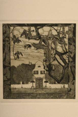 Vogeler, Heinrich (1872-1942) "An den Frühling" 1899/1901, Mappe mit 10 Radierungen und Vorblatt, Platten je monog., Inselverlag/Leipzig, Druck O. Felsing, PM 15,5x15,5cm, BM 34,5x26cm (Mappe 36x27,5), Vorblatt… - Foto 15