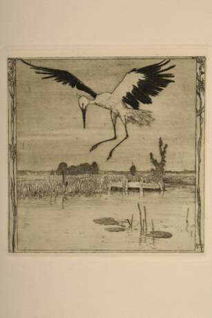 Vogeler, Heinrich (1872-1942) "An den Frühling" 1899/1901, Mappe mit 10 Radierungen und Vorblatt, Platten je monog., Inselverlag/Leipzig, Druck O. Felsing, PM 15,5x15,5cm, BM 34,5x26cm (Mappe 36x27,5), Vorblatt… - Foto 17