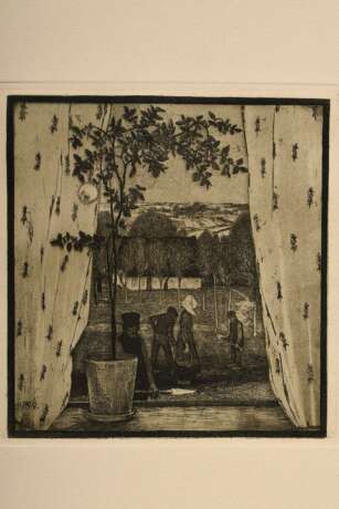 Vogeler, Heinrich (1872-1942) "An den Frühling" 1899/1901, Mappe mit 10 Radierungen und Vorblatt, Platten je monog., Inselverlag/Leipzig, Druck O. Felsing, PM 15,5x15,5cm, BM 34,5x26cm (Mappe 36x27,5), Vorblatt… - фото 19