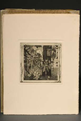 Vogeler, Heinrich (1872-1942) "An den Frühling" 1899/1901, Mappe mit 10 Radierungen und Vorblatt, Platten je monog., Inselverlag/Leipzig, Druck O. Felsing, PM 15,5x15,5cm, BM 34,5x26cm (Mappe 36x27,5), Vorblatt… - photo 22