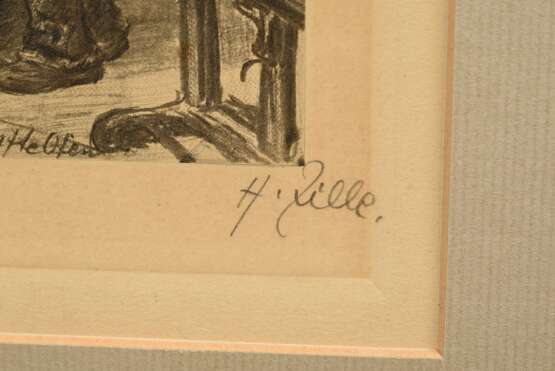 Zille, Heinrich (1858-1929) "Der verstopfte Ofen" um 1901, Heliogravure, u.r. sign., PM 11,4x13,2cm (m.R. 27x29cm), vergilbt, min. fleckig - Foto 3
