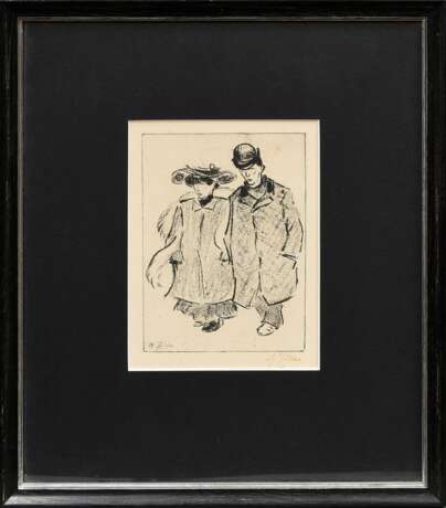 Zille, Heinrich (1858-1929) "Spaziergänger" um 1906, Heliogravure, posthumer Druck, u.l. im Druck sign., u.r. Stempelsignatur, PM 18,5x13,5cm (m.R. 37,5x31,5cm), min. fleckig - photo 2