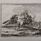 12 Rugendas I, Georg Philipp (1666-1742) "Reiterschlachten", Kupferstiche, gestochen von Georg Conrad Bodenehr (1663-1710), z.T. in Passepartout montiert, PM 16x12,5cm, BM ca. 24,5x20cm, z.T. beschnitten, diver… - photo 10