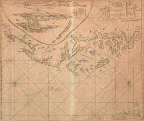 Keulen, Johannes van (1654-1715) „Paskaart vant Noordelykste van de kust van Finmarken … Lapland“, Kupferstich, ungenordet, 51x58cm (m.R. 72x80cm), vergilbt, leichte Altersspuren
