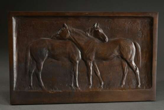 Pallenberg, Joseph Franz (1882-1945) Bronzerelief "Zwei Pferde", u.r. sign., 28x46cm, leichte Altersspuren - photo 1