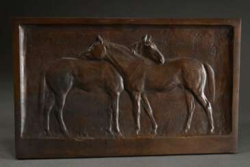 Pallenberg, Joseph Franz (1882-1945) Bronzerelief &quot;Zwei Pferde&quot;, u.r. sign., 28x46cm, leichte Altersspuren