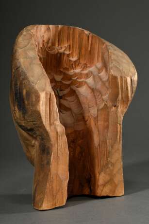 Großer geschnitzter Kopf „Alte Frau“, Holz mit Resten von farbiger Fassung, um 1920, 28x20x18cm, leichte Altersspuren - Foto 4