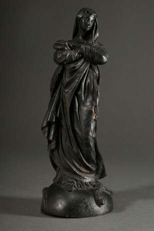 Metallguss "Maria Immaculata" im niederländischen Stil des 17.Jh., H. 31cm, diverse Beschädigungen - фото 1