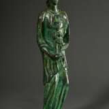 Heiligenfigur "Muttergottes mit Kind", Bronze grün patiniert, Sockel sign. Barnes (?), 20.Jh., H. 48cm - Foto 1