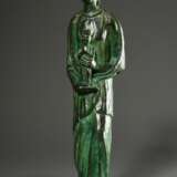 Heiligenfigur "Muttergottes mit Kind", Bronze grün patiniert, Sockel sign. Barnes (?), 20.Jh., H. 48cm - фото 3