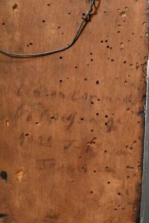 Russische Ikone "Heiliger Mitrophan" unter Messing Oklad, Eitempera/Kreidegrund auf Holz, frühes 19.Jh., 22,5x18cm, Messing verbogen und lose, Heiligenschein verloren - photo 14