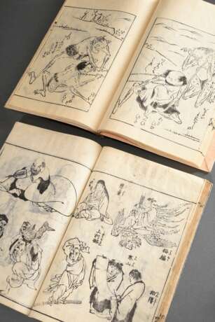 2 Bände Kitao Masayoshi gen. Keisai Kuwagata (1764-1824) Holzschnitt Vorlage Bücher für Künstler, ca. 41 Blatt und ca. 36 Blatt, 25,8x18,3x1cm, kleine Defekte, z.T. beschriftet und bemalt - фото 11