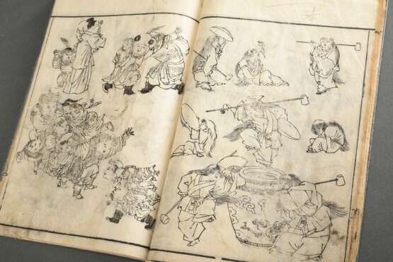 2 Bände Kitao Masayoshi gen. Keisai Kuwagata (1764-1824) Holzschnitt Vorlage Bücher für Künstler, ca. 41 Blatt und ca. 36 Blatt, 25,8x18,3x1cm, kleine Defekte, z.T. beschriftet und bemalt - фото 5