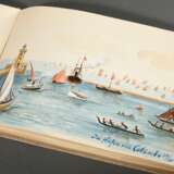 Album "Reise nach China 1904", Gouache/Aquarell/Bleistift, 37 Blätter mit Ansichten von Spanien bis China, je bez., z.T. eingeklebt, mit Federkiel, BM ca. 5x11,4-14,5x22,5cm (15,5x23,3cm), kleine Defekte - Foto 5