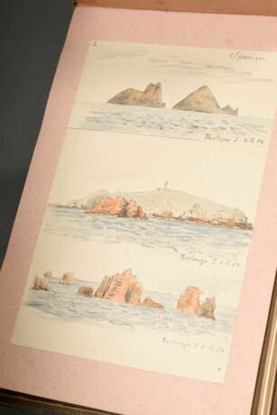 Album "Reise nach China 1904", Gouache/Aquarell/Bleistift, 37 Blätter mit Ansichten von Spanien bis China, je bez., z.T. eingeklebt, mit Federkiel, BM ca. 5x11,4-14,5x22,5cm (15,5x23,3cm), kleine Defekte - фото 9