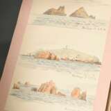 Album "Reise nach China 1904", Gouache/Aquarell/Bleistift, 37 Blätter mit Ansichten von Spanien bis China, je bez., z.T. eingeklebt, mit Federkiel, BM ca. 5x11,4-14,5x22,5cm (15,5x23,3cm), kleine Defekte - Foto 9