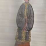 Chinesisches seidenbezogenes Kästchen mit 6 feinen Tsuso Malereien "Mandarine und chinesische Damen" unter Glasdeckel, Gouache auf Markpapier, Kanton um 1830/1840, 18x10,8cm (Kästchen 19,5x13cm), z.T. beschädig… - фото 9
