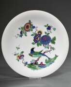 Produktkatalog. Großer Meissen Teller mit glattem Rand &quot;Indische Malerei mit Fels und Vogel&quot;, nach 1950, Malernr.: K 146, Ø 35cm