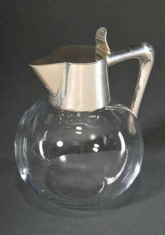 Dänische Glas Schankkanne in schlichter Kugelform mit Silber 925 Montierung, MZ: A. Michelsen, Kopenhagen, H. 17cm - photo 1