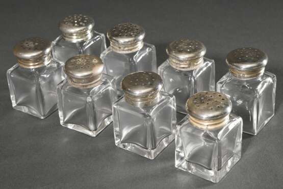 8 Eckige Glassalzsteuer mit Silber 925 Schraubdeckel, H. 4,1cm - фото 2