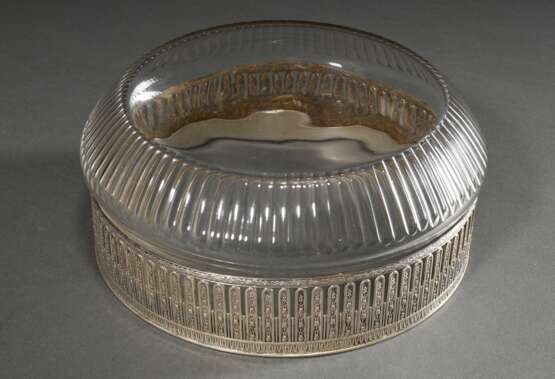 Runde Kristall Schale mit ornamentiertem Silber 800 Rand, H. 10cm, Ø 22cm - Foto 3