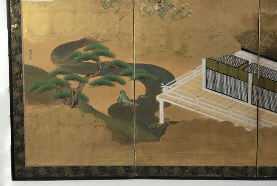 Sechsteiliger Paravent mit Szene aus dem Roman des Prinzen Genji - фото 3