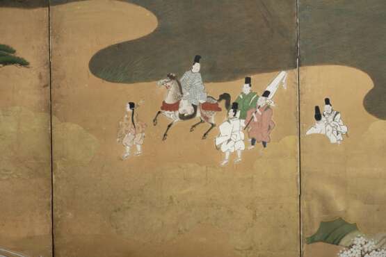Sechsteiliger Paravent mit Szene aus dem Roman des Prinzen Genji - photo 5