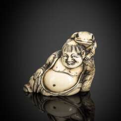 Netsuke des Gama Sennin aus Elfenbein von Yoshitomo