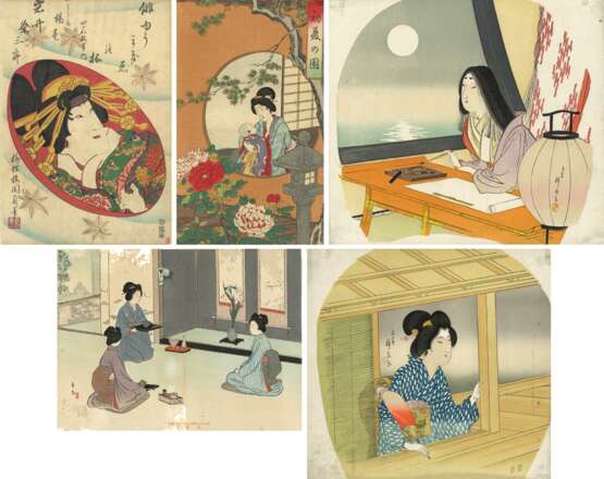 Utagawa Kunisada II (1823 - 1880), Toyoharu Chikanobu (1838 - 1912), Mizuno Toshikata (1866 - 1908) und Seisai - Foto 1