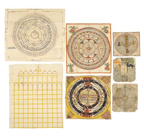 Gruppe von sechs Diagrammen bzw. jainistischen Malereien - photo 1