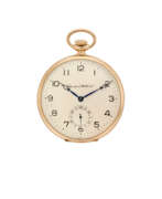 Product catalog. IWC | 14K gold pocket watch | 1960s | Manual wind movement | silvered dial with arabic numerals | Case n. 853505 | Movement n. 825977 | Diam. mm 49